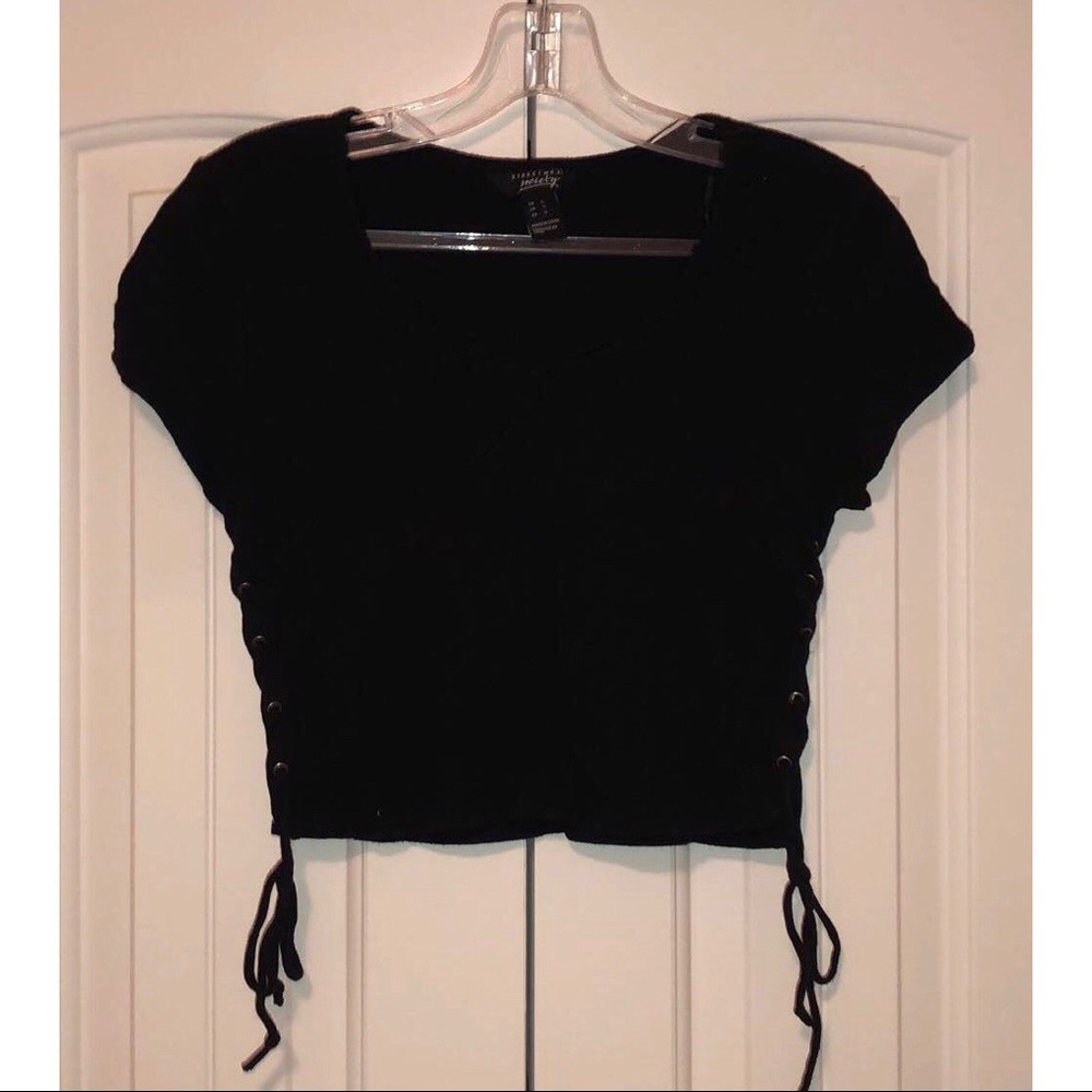 Black Cropped Top w/ Exposed Ribs